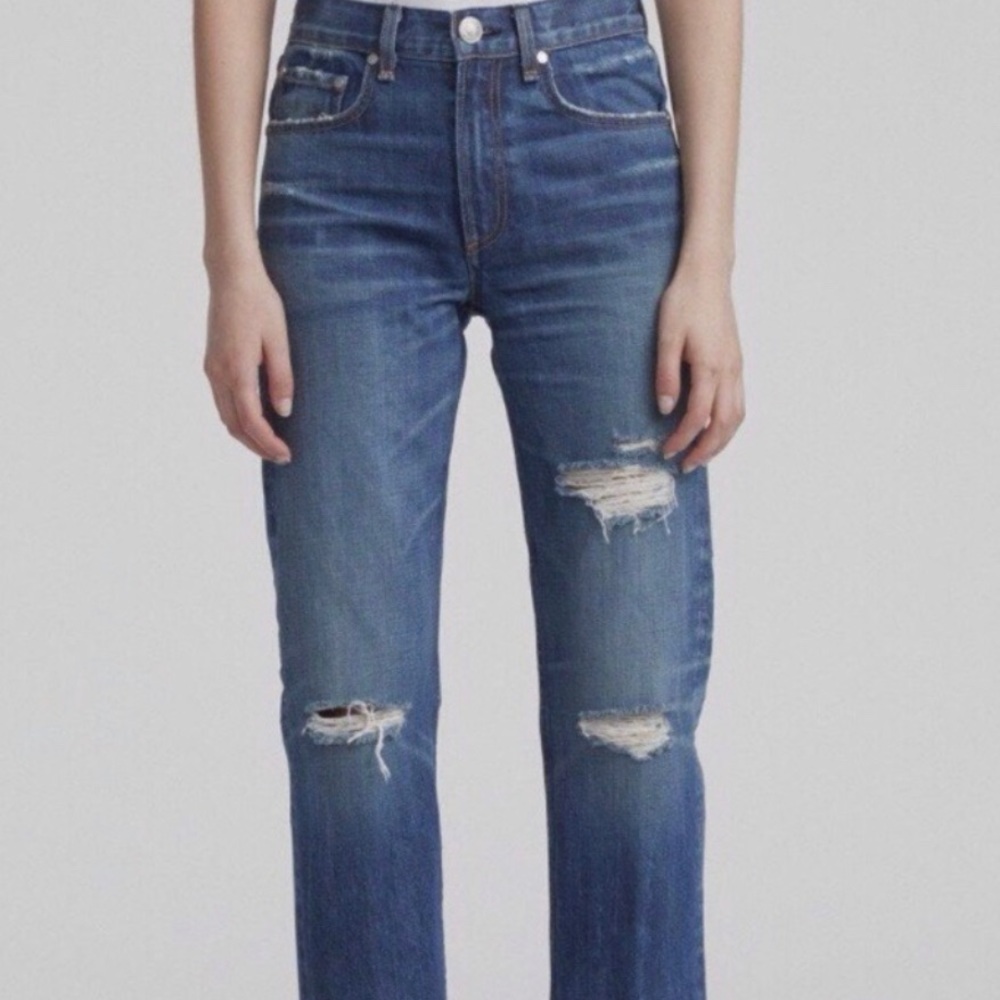 rag & bone high rise ankle straight distressed jeans size 27 W2512K165WDI